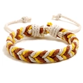 Pulsera trenzada hecha a mano con cordón de algodón en color blanco, amarillo y marrón - Amarillo+Beis+Marrón Claro