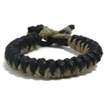 Bracelet vintage en corde de chanvre tressé main avec textures en spirale noir et brun - Noir et Lin