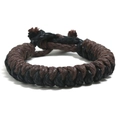 Bracelet fait main en corde de chanvre marron foncé et noir avec nœud réglable - Noir et Marron