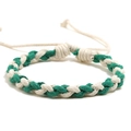 Minimalist green and white braided rope bracelet with adjustable drawstring closure - Green + Off-white
