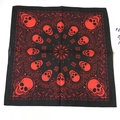 Classic cotton skull and paisley pattern square bandana in red and black street style - 55cm*55cm / Red (PM74003-1)