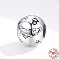 925 Sterling Silver Capricorn Zodiac Charm Bead with Zircon Stones for DIY Bracelets - Capricorn Zodiac Symbol (SCC1218-1)