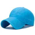 Breathable bright blue laser-cut sports cap made of lightweight quick-dry fabric - Adjustable / Lake Blue