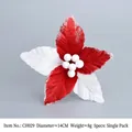 Artificial red and white glittery Christmas flower decoration with white berries, 14cm - Style E / 14cm / Red White Gold Glitter / Single Piece