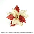 Handmade red and gold poinsettia Christmas flower with glitter details, 23cm diameter - #6 (Diameter 23cm)