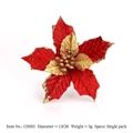 Fiore di poinsettia rossa artificiale con bordi glitterati dorati per decorazioni natalizie - #14 (Diametro 13cm)