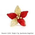 Fiore di Natale artificiale rosso e oro con glitter e bacche decorative al centro - #13 (Diametro 14cm)