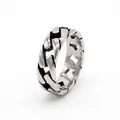 Anillo de cadena cubana estilo punk vintage para hombre en acero inoxidable con acabado plata - US 7 / Color Acero