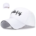 Casquette de baseball blanche avec broderie 3D noire et sangle réglable anti-soleil - Blanc-Broderie Lettres Graffiti