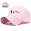 Casquette de baseball rose en coton avec broderie Vetements Haute Couture et drapeau français - Rose-Broderie Drapeau Lettres Rouge Blanc