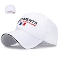 Casquette de baseball blanche avec broderie 3D et sangle réglable, style pare-soleil - Blanc-Broderie Drapeau Lettres Rouge Blanc