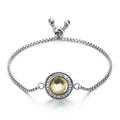 Bracelet en acier argenté avec pendentif cristal jaune et fermoir coulissant réglable - Style Jaune (KB95930-K)