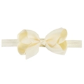 Creamy white handmade bow headband for children with elastic ribbed grosgrain ribbon - 21-Off White
