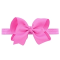 Pink ribbon bow headband for babies with high elasticity and ribbed fabric texture - 28-Neon Pink