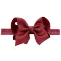 Handmade burgundy grosgrain ribbon bow headband with high elasticity for babies - 33-Wine Red
