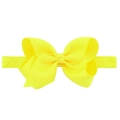 Bright yellow grosgrain ribbon bow headband for babies with high elasticity strap - 32-Lemon Yellow