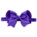Handmade purple grosgrain ribbon bow headband with high elasticity for baby girls - 26-Purple