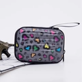 Mini hard shell carrying case with colorful leopard print and secure zipper closure - Gray Multi-color Leopard (1)