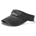 Retro washed black sun visor for men and women featuring Key West 1828 3D embroidery - Adjustable / Black