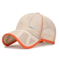 Breathable mesh baseball sun hat for kids in beige with vibrant orange piping detail - Adjustable for Kids / Light Beige