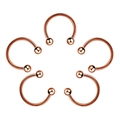 Macro view of five rose gold C-shaped nose rings with metallic beads in a flower layout - 1.2*6+3 / Rose Gold Ball