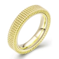 Bague moderne 4mm en acier inoxydable doré avec double couche maillée et intérieur poli - US 6 / Doré