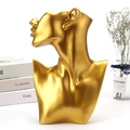 Elegant golden resin bust necklace display stand with polished metallic finish - Large / Gold