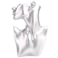 Silver resin bust jewelry display stand for showcasing necklaces and pendants - Large / Silver
