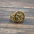Gold stainless steel US Navy signet ring featuring embossed anchor and eagle detail - US 7 / Gold