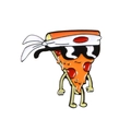 Funny cartoon pizza enamel brooch with sunglasses and headband on white background - Pizza with Headband and Sunglasses (CC939)