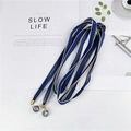 Écharpe cordon bleu foncé avec pendentifs boules facettées et détails dorés - Bleu