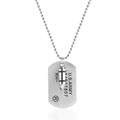 Hip hop street style stainless steel necklace with army dog tag and bullet pendant - Silver
