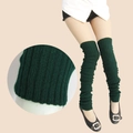 Thick dark green cable knit over-knee leg warmers for women in winter fashion - One Size / Dark Green