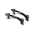 Detail view of two black curved barbell piercings with sharp cone ends in stainless steel - Cone / 1.2*6+3mm / Black