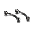 Pair of black curved barbell piercing jewelry made of durable stainless steel metal - Sphere / 1.2*6+3mm / Black