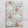 Unicorn pattern PU leather passport holder featuring colorful clouds and stars on gray - Grey-Unicorn Cloud