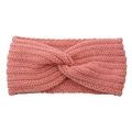 Dusty pink knitted twist headband with handmade wool texture for autumn and winter warmth - Champagne