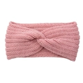 Pink chunky knit twisted headband made of warm wool yarn for winter hair accessory - Misty Pink