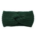 Dark green knitted twist headband with chunky handmade cable knit for winter ear warmth - Dark Green