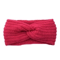 Rose red chunky knit headband featuring a stylish cross-knot design for winter warmth - Rose Red