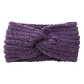 Knitted twist headband in deep purple for winter warmth and outdoor ear protection - Morning Glory Purple