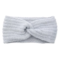 Knitted cross knot winter headband in dusty blue color for warm ear protection - Silver Gray