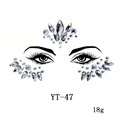 Detailed view of rhinestone face jewels with teardrop and round shapes for festival makeup - YT-47 (Silver Rhinestone)