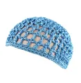 Handmade royal blue crocheted kufi skull cap with hollow mesh net design for women - Lake Blue