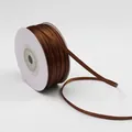 Brown 3mm double-sided satin ribbon roll with smooth glossy finish for gift wrapping - One Roll 91 Meters Long / Coffee (32#)