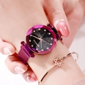 Starry sky dial watch in purple with magnetic mesh strap and star bracelet set - Starry Sky Purple Square (Purple Mesh Strap)