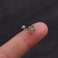 Macro shot of silver flower stud earring with screw back held on fingertip for scale - Silver Hollow Flower Cluster Style (银色5#)