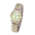 Orologio al quarzo luminoso con cinturino elastico bicolore e quadrante verde - Donna Bicolore Oro Argento Luminoso