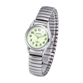Orologio al quarzo color argento con quadrante luminoso verde chiaro e cinturino elastico - Donna Argento Luminoso