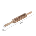 Wooden rolling pin with Christmas reindeer pattern, 35cm length for holiday baking - Reindeer Style